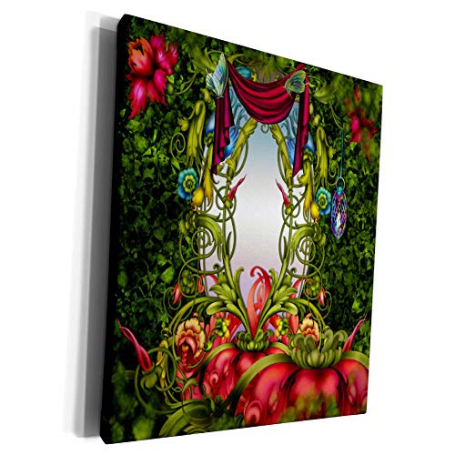 3dRose Spiritual Awakenings Fantasy - Fairy Mirror gardens flowers, fairy land, beautiful fantasy backgrounds - Museum Grade Canvas Wrap -cw-52204-1-