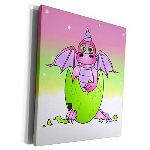 3dRose Janna Salak Designs Dragons - Pink Baby Dragon in Green Cracked Egg - Museum Grade Canvas Wrap -cw-6094-1- 3dRose Janna Salak Designs Dragons - Pink Baby Dragon in Green Cracked Egg - Museum Grade Canvas Wrap -cw-6094-1-
