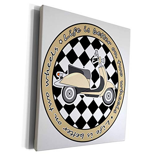 3dRose Janna Salak Designs Retro Designs - Sand Retro Scooter - Life is Better on Two Wheels - Museum Grade Canvas Wrap -cw-77579-1-