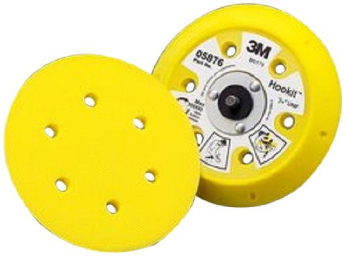 3M(TM) Hookit(TM) D/F Disc Pad 05876, Hook and Loop Attachment, 6" Diameter x 3" Thick, 3/4" Center Hole Diameter, 5/16"-24 External Thread, 6 Holes, Yellow  (Pack of 1)