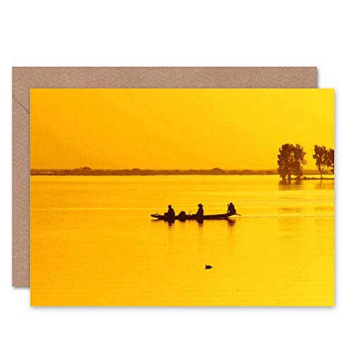 Wee Blue Coo DT PIROGUE BOAT ON NIGER RIVER BIRTHDAY GIFT BLANK GREETINGS CARD