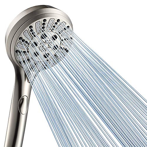 GICEEPO Handheld Showerhead with On/Off Switch 6-Spray Setting High Pressure Shower Head for Low Water Pressure Brushed Nickel