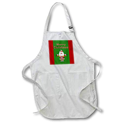 3dRose Image of Santa Holding String of Stars, Merry Christmas, Red, Green - Aprons -apr-341430-2-