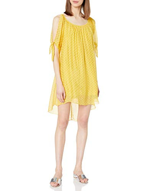 M Made in Italy Women's Short Sleeve Polka dot Dress, Yellow Combo