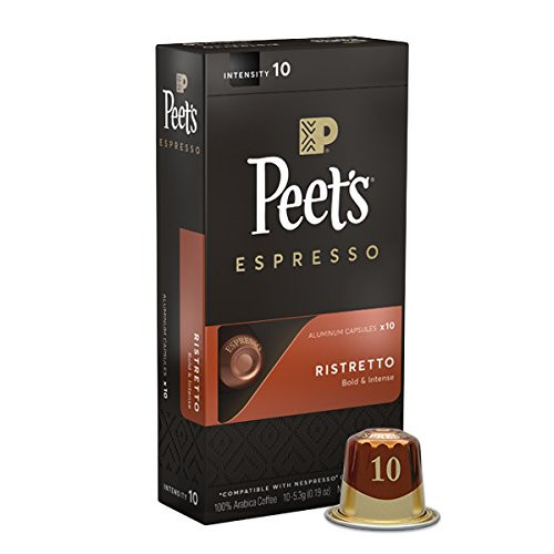Peet's Coffee Espresso Capsules, Ristretto Intensity 10 (10 Count) Compatible with Nespresso Original Machines, Single Cup Coffee Pods
