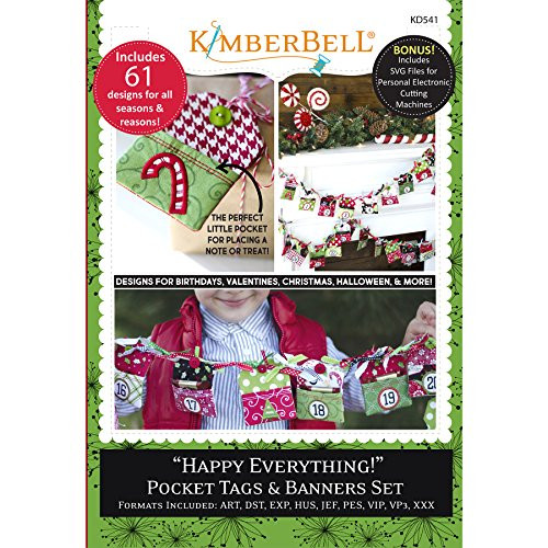 Kimberbell Happy Everything Pocket Tags & Banners Machine Embroidery CD KD541