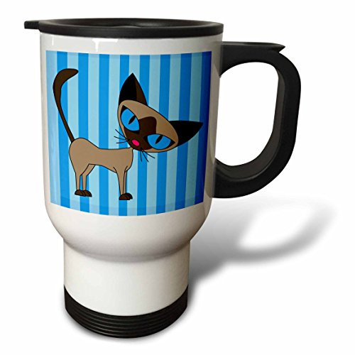 3dRose Cute Siamese Cat Paw Prints Design Travel Mug, 14-Ounce