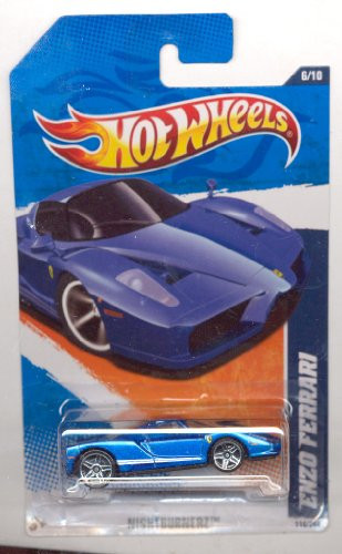 Hot Wheels 2011-116/244 Nightburnerz 6/10 BLUE Enzo Ferrari 1-64 Scale