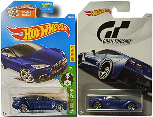 Blue Tesla S and Gran Turismo Corvette Stingray Hot Wheels Bundle 1-64 Scale Collectible Die Cast Cars Blue Tesla S and Gran Turismo Corvette Stingray Hot Wheels Bundle 1-64 Scale Collectible Die Cast Cars