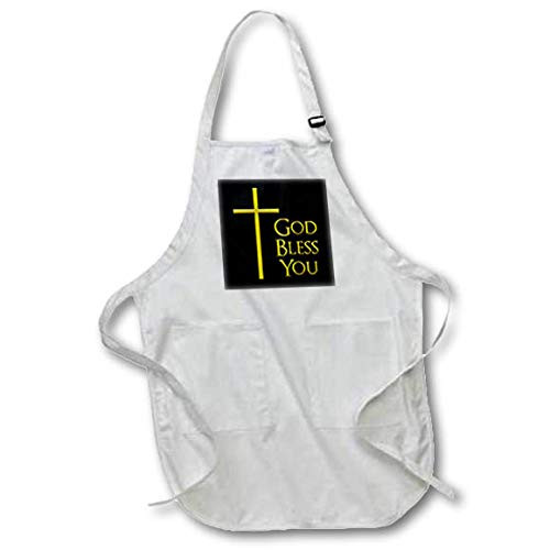 3dRose Alexis Design - Blessings - Yellow Cross, Black Background. God Bless You Text. Positive Gift - Black Full Length Apron with Pockets 22w x 30l -apr-321990-4- 3dRose Alexis Design - Blessings - Yellow Cross, Black Background. God Bless You Text. Positive Gift - Black Full Length Apron with Pockets 22w x 30l -apr-321990-4-
