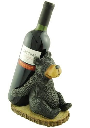 Woodi Bear Wine Bottle Holder, 7.5-inch