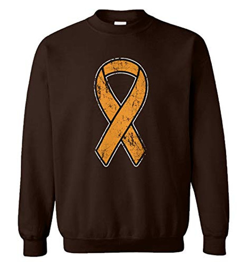 Haase Unlimited Orange Ribbon - Fight Cure Raise Awareness Unisex Crewneck Sweatshirt -Brown, Medium- Haase Unlimited Orange Ribbon - Fight Cure Raise Awareness Unisex Crewneck Sweatshirt -Brown, Medium-