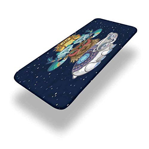 LCGGDB Woodland Polyester Picnic Table Fitted Tablecloth Cover,Starry Background Tribal Elastic Edged Picnic Table Covers,24in x 48in -4ft-,for Folding Table Outdoor Indoor Thanksgiving