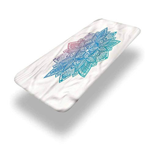 LCGGDB Gypsy Polyester Picnic Table Fitted Tablecloth Cover, Boho Paisley Petals Elastic Edged Picnic Table Covers,24in x 48in -4ft-,for Picnic Table