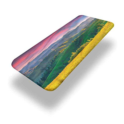 LCGGDB Landscape Polyester Picnic Table Fitted Tablecloth Cover,Summer Sunrise Mountains Elastic Edged Picnic Table Covers,24in x 48in -4ft-,for Camping, Dining, Outdoor, Park, Patio