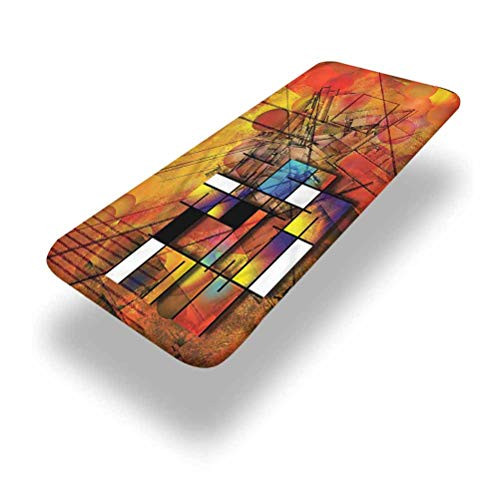 LCGGDB Modern Polyester Picnic Table Fitted Tablecloth Cover,Geometric Figures Image Elastic Edged Picnic Table Covers,24in x 48in -4ft-,for Camping, Dining, Outdoor, Park, Patio