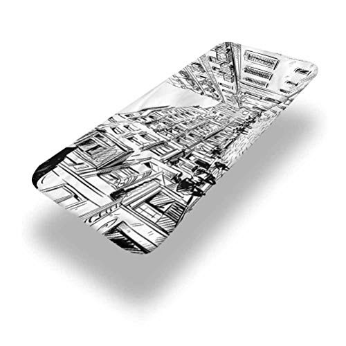 LCGGDB Cityscape Polyester Picnic Table Fitted Tablecloth Cover,Urban Streets Scenery Elastic Edged Picnic Table Covers,24in x 48in -4ft-,for Travel Christmas Picnics Parties Outdoor