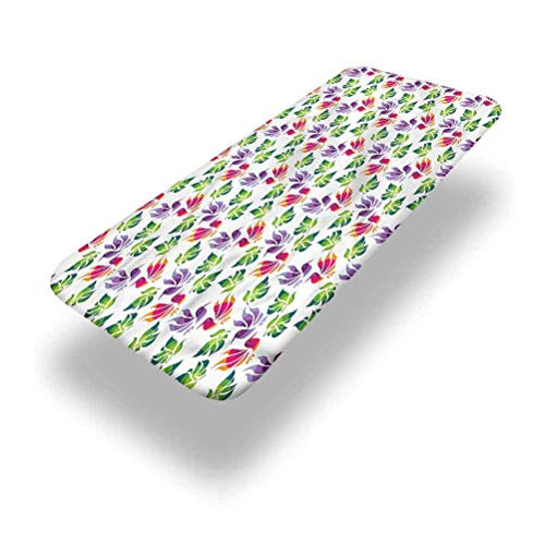 LCGGDB Japanese Polyester Picnic Table Fitted Tablecloth Cover,Bird Figures Exotic Leaf Elastic Edged Picnic Table Covers,24in x 48in -4ft-,for Camping, Dining, Outdoor, Park, Patio
