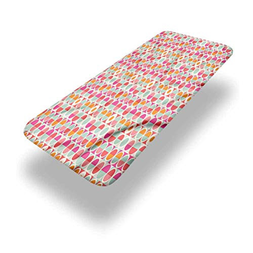 LCGGDB Pastel Polyester Picnic Table Fitted Tablecloth Cover,Retro Colorful Circles Elastic Edged Picnic Table Covers,24in x 48in -4ft-,for Folding Table Outdoor Indoor Thanksgiving