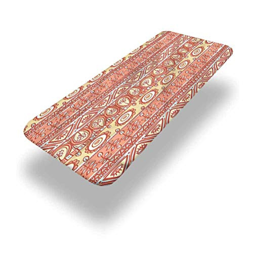 LCGGDB Yellow and Brown Polyester Picnic Table Fitted Tablecloth Cover,Native Folk Floral Elastic Edged Picnic Table Covers,24in x 48in -4ft-,for Picnic Table