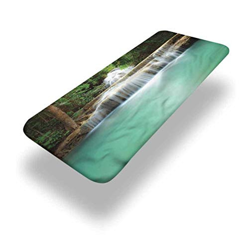 LCGGDB Waterfall Polyester Picnic Table Fitted Tablecloth Cover,Falling Stream Thailand Elastic Edged Picnic Table Covers,24in x 48in -4ft-,for Camping, Dining, Outdoor, Park, Patio