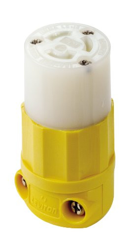 Leviton 47CM-29C 15 Amp, 125 Volt, NEMA L5-15R, 2P, 3W, Locking Connector, Industrial Grade, Grounding, Corrosion Resistant - Yellow-White