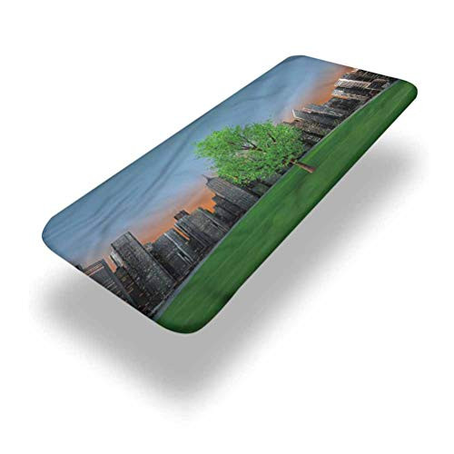 LCGGDB Landscape Polyester Picnic Table Fitted Tablecloth Cover,Cityscape Modern Garden Elastic Edged Picnic Table Covers,24in x 48in -4ft-,for Camping, Dining, Outdoor, Park, Patio