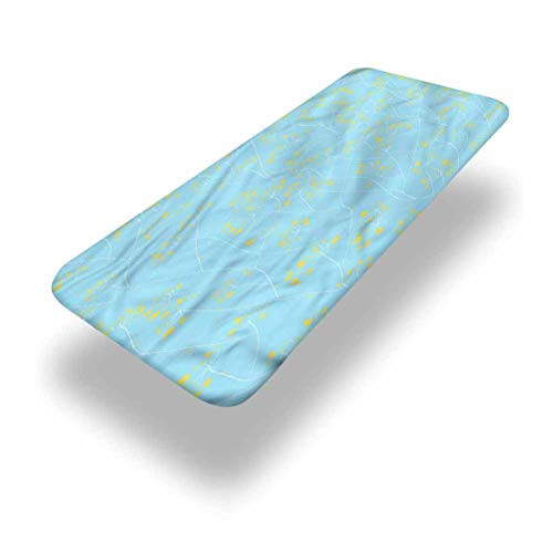 LCGGDB Yellow and Blue Polyester Picnic Table Fitted Tablecloth Cover,Blossoming Flowers Elastic Edged Fitted Table Cloth,24in x 48in -4ft-,for Camping, Dining, Outdoor, Park, Patio