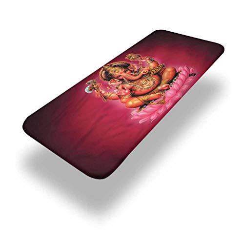 LCGGDB Polyester Picnic Table Fitted Tablecloth Cover,Elephant Figure on Lotus Elastic Edged Fitted Table Cloth,24in x 48in -4ft-,for Camping, Dining, Outdoor, Park, Patio