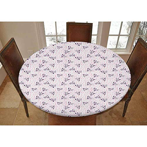 Elastic Polyester Fitted Table Cover,Childish Typography Quotes Among Cute Pink Heart Figures Love Theme Decorative Fitted Outdoor/Indoor Tablecolth, Fits Tables up to 36,Purple Pale Pink White