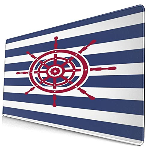 SUDISSKM Multifunctional Non-Slip Office Desk Pad?Gaming Mouse pad, Illustration of Ship Steering Wheel Icon On A Stripped Background,Writing Mat for Office/Home40x75cm