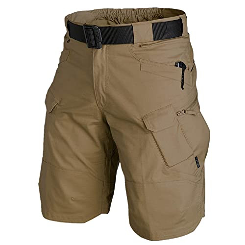 Xiakolaka Men's 2021 Upgraded Waterproof Tactical Shorts Quick Dry Hiking Cargo Shorts Brown