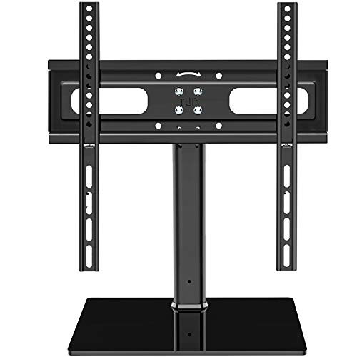 Universal TV Stand - JUSTSTONE Table Top TV Stand for 32-55 inch LCD LED OLED Flat Screen TVs -3 Level Height Adjustable TV Base Stand with Tempered Glass Base ,VESA 400x400mm, Holds up to 88lbs