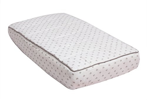 Bacati Hearts Muslin Quilted Diaper Changing Pad Cover, Grey
