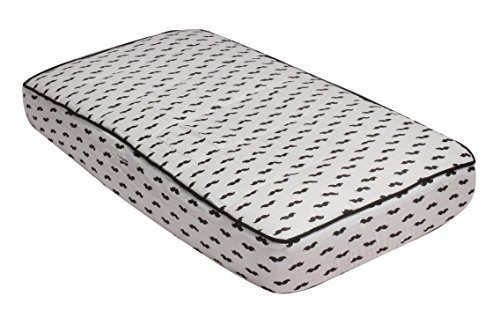 Bacati Moustache Muslin Quilted Diaper Changing Pad Cover, Black