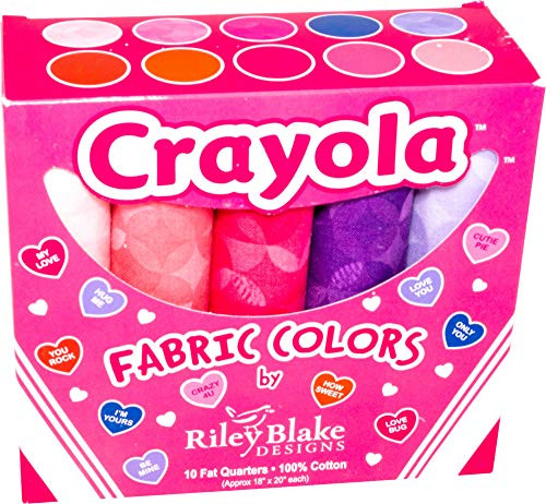 Crayola Colors Box Valentine 10 Fat Quarters Riley Blake Designs FQB-480VA-10