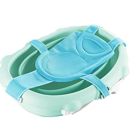 Baby Bath Support Seat, Comfort Massage Cloth Adjustable Length Infant Shower Mesh, Non-Slip Safety Net Bathtub Sling Shower Bathing Cradle Rings for Tub