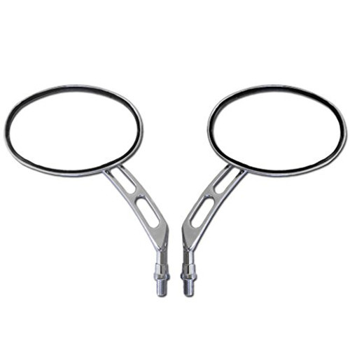 Chrome Billet Custom Oval Motorcycle Rearview Mirrors 10mm Pair for Honda CM 250,CM 400,CM 450