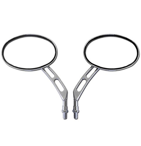 Chrome Billet Custom Oval Motorcycle Rearview Mirrors 10mm Pair for Kawasaki KZ750, KZ900