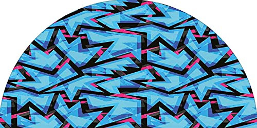 Abstract Frosted Privacy Arched Window Film, Trippy Neon Figures in Contrast with Grunge Digital Effects Illustration Stained Frosted Privacy Window Decal for Home  and  Office Privacy, 24 inches