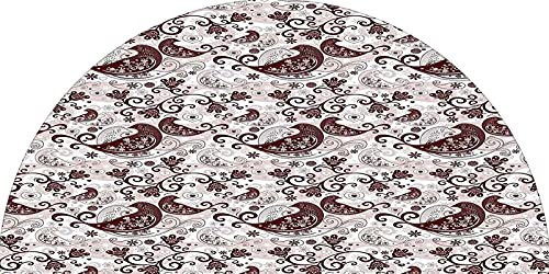 Paisley Decorative Arched Window Film, Arabesque Oriental Bird Figures with Floral Heart Forms with Lines Self Static Adhesive Cling Fit for Perfect Half-Round Arch Windows, 24 inches