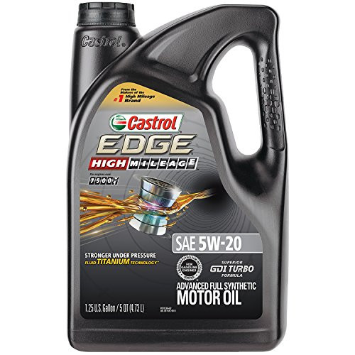 Castrol 03143C EDGE High Mileage 5W-20 Advanced Full Synthetic Motor Oil, 5 quart