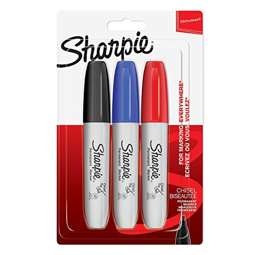 Sharpie Permanent Markers - Chisel Tip - Assorted Standard Colours - 3 Count