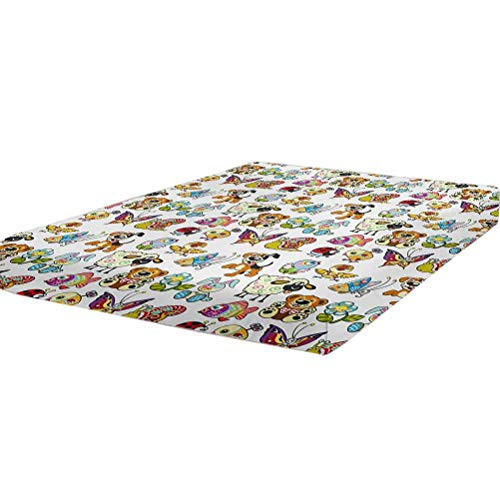 LCGGDB Nursery Bedding Fitted Sheet Twin Size,Collection of Cartoon Animals Adorable Funny Toy Figures Play Time Childhood Theme Stain Resistant Deep Pocket Bed Sheet,Multicolor