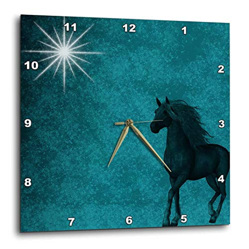 3dRose Beautiful Horse Aqua Grunge Sky - Wall Clock, 10 by 10-Inch (DPP_164692_1)
