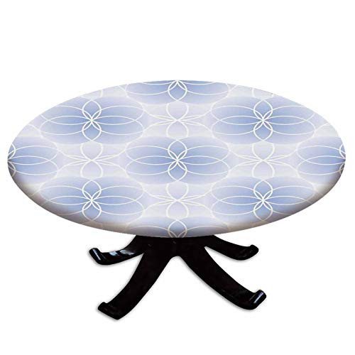 Elastic Edged Polyester Fitted Table Cover,Proportion of The World Figure with Intersecting Concentric Spiral Art,Fits up 40"-44" Diameter Tables,The Ultimate Protection for Your Table,Sof Blue