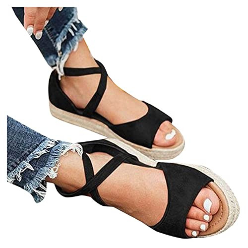 Eduavar Wedge Sandals for Women Size 12 Platform Sandals for Women Ankle Strap Open Toe Gladiator Sandals Comfortable Flatform Velcro Wedges Sandals