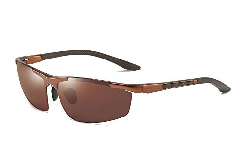 Classic Aviator Sunglasses Polarized UV400 Protection Al-Mg Driving Sunglasses Frame Color Brown Lens color Brown