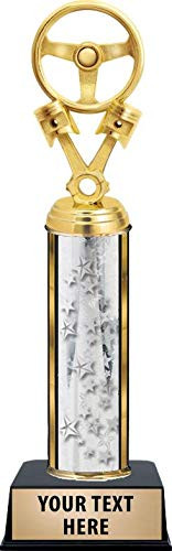 Crown Awards Auto Wheel/Engine Parts Trophies, Personalized Silver Auto Wheel/Engine Parts Trophy with Custom Engraving