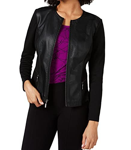 Alfani Zip-Front Women's Medium Sweater Knit Jacket Black M